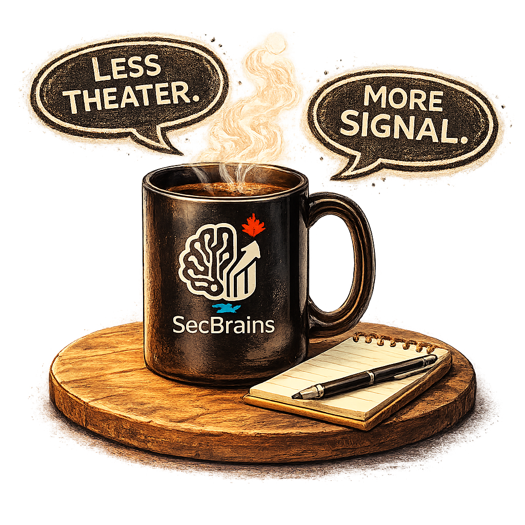 Secbrains Less Theater coffee cup